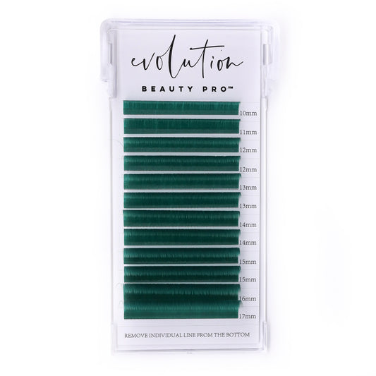Emerald Green Colored Lash Extensions - Easy Fanning - Mixed Tray - 10-17mm