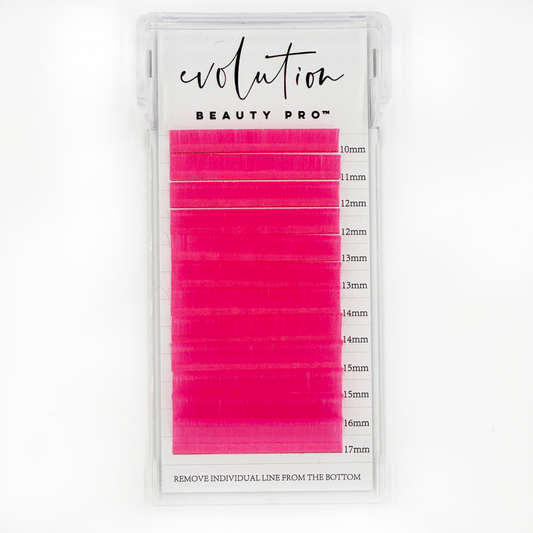 Hot Pink Colored Lash Extensions - Mixed Tray - Easy Fan 10-17mm