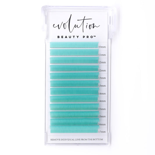 Aqua Colored Neon Lash Extensions - Easy Fanning - Mixed Tray -  10-17mm