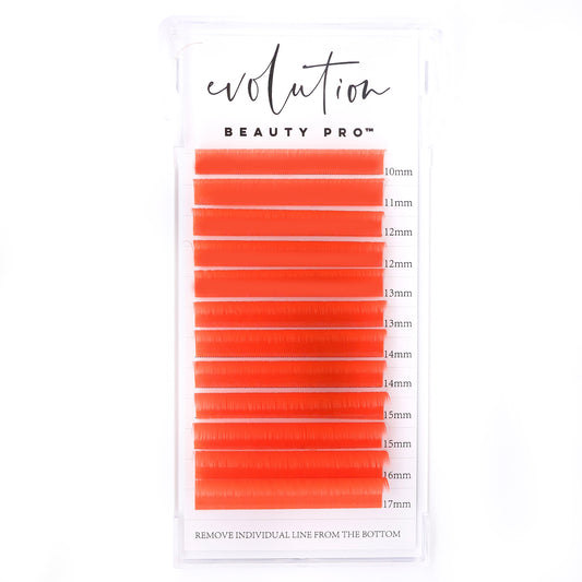 Neon Orange Colored Lash Extensions - Mixed Tray - Easy Fan 10-17mm